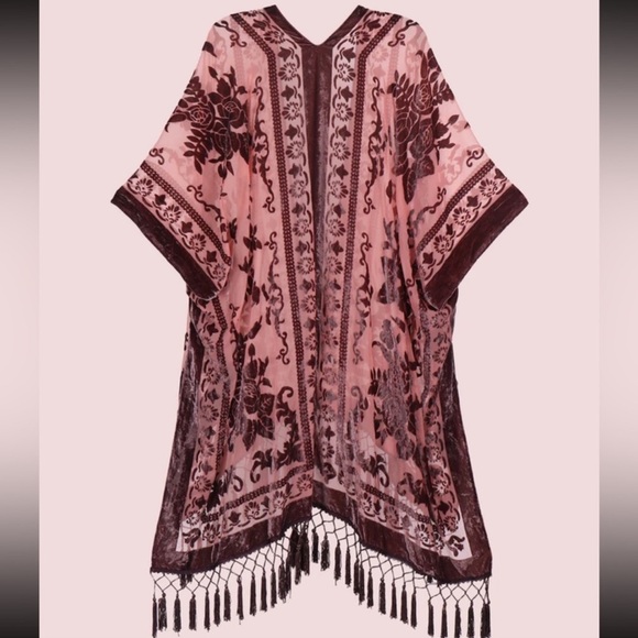 Summer Boho Chic Soft Velvet Fringe
Duster Kimono - Picture 3 of 4